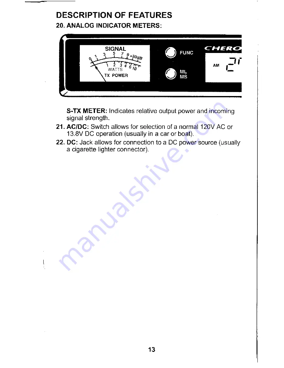 Cherokee CBS-500 Operating Instructions Manual Download Page 15