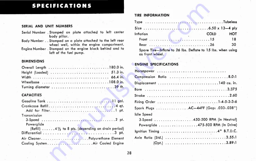 Chevrolet 1960 Corvair Owner'S Manual Download Page 31