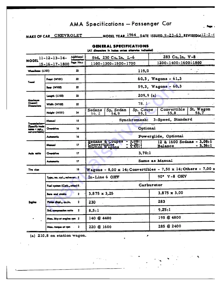 Chevrolet 1964 Bel Air 15-1611 Manual Download Page 123