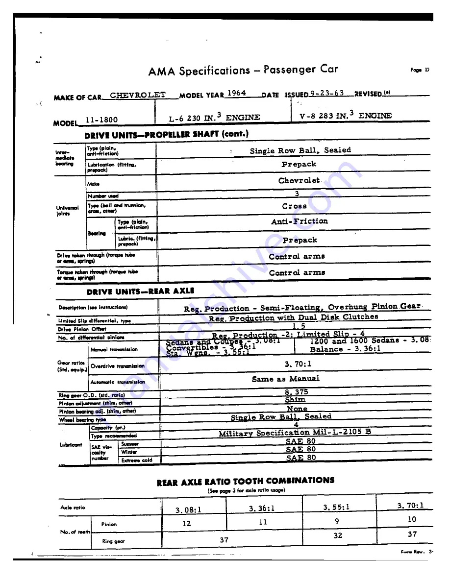 Chevrolet 1964 Bel Air 15-1611 Manual Download Page 140