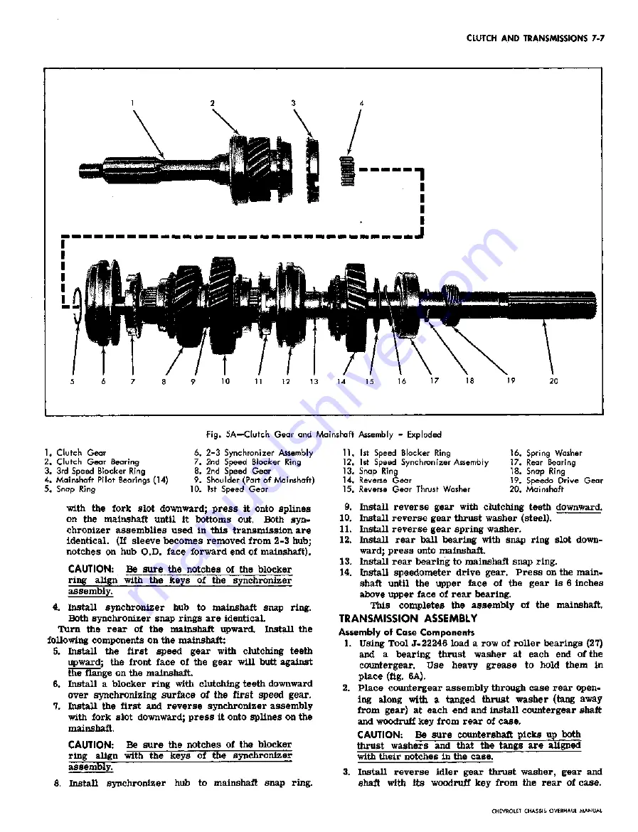 Chevrolet 1967 CAMARO Overhaul Manual Download Page 165