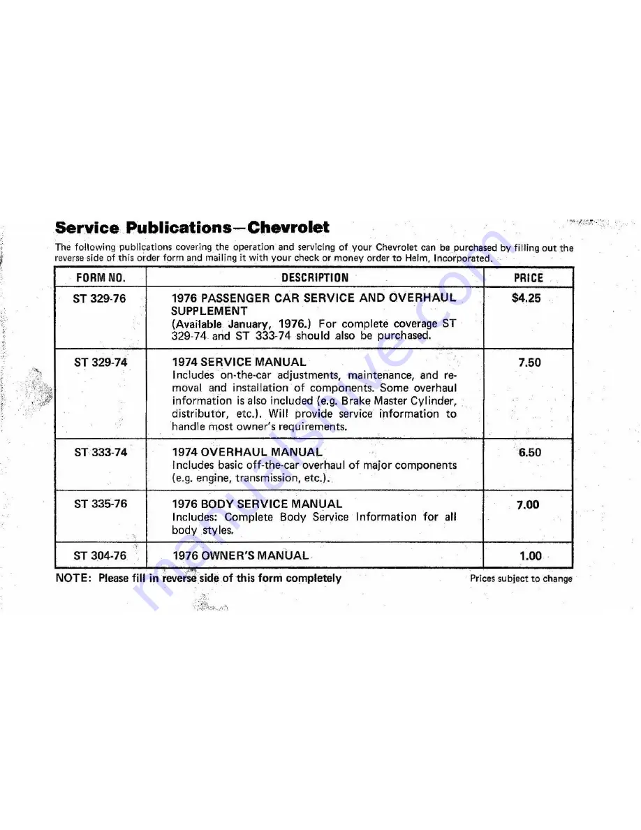 Chevrolet 1976 Monte Carlo Owner'S Manual Download Page 97