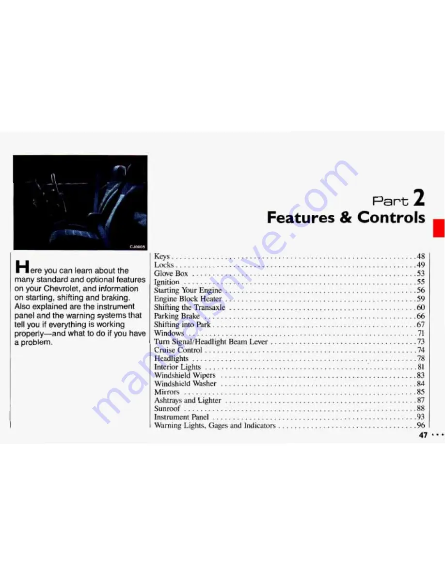 Chevrolet 1993 Cavalier Скачать руководство пользователя страница 49