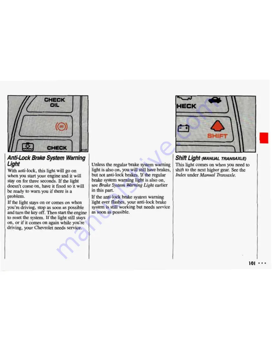 Chevrolet 1993 Cavalier Owner'S Manual Download Page 103