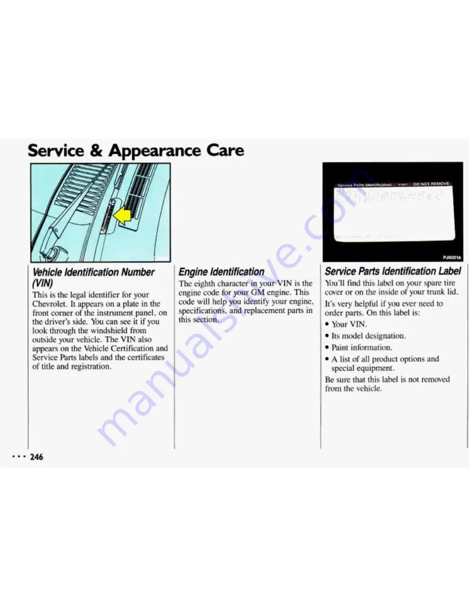 Chevrolet 1993 Cavalier Owner'S Manual Download Page 248