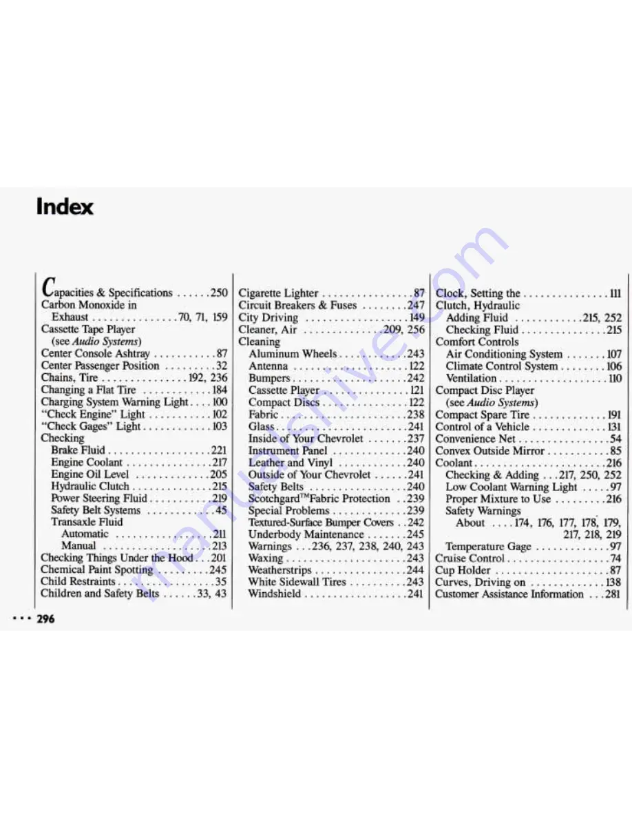 Chevrolet 1993 Cavalier Скачать руководство пользователя страница 298