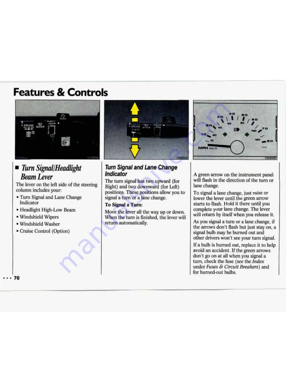 Chevrolet 1993 Lumina Owner'S Manual Download Page 72