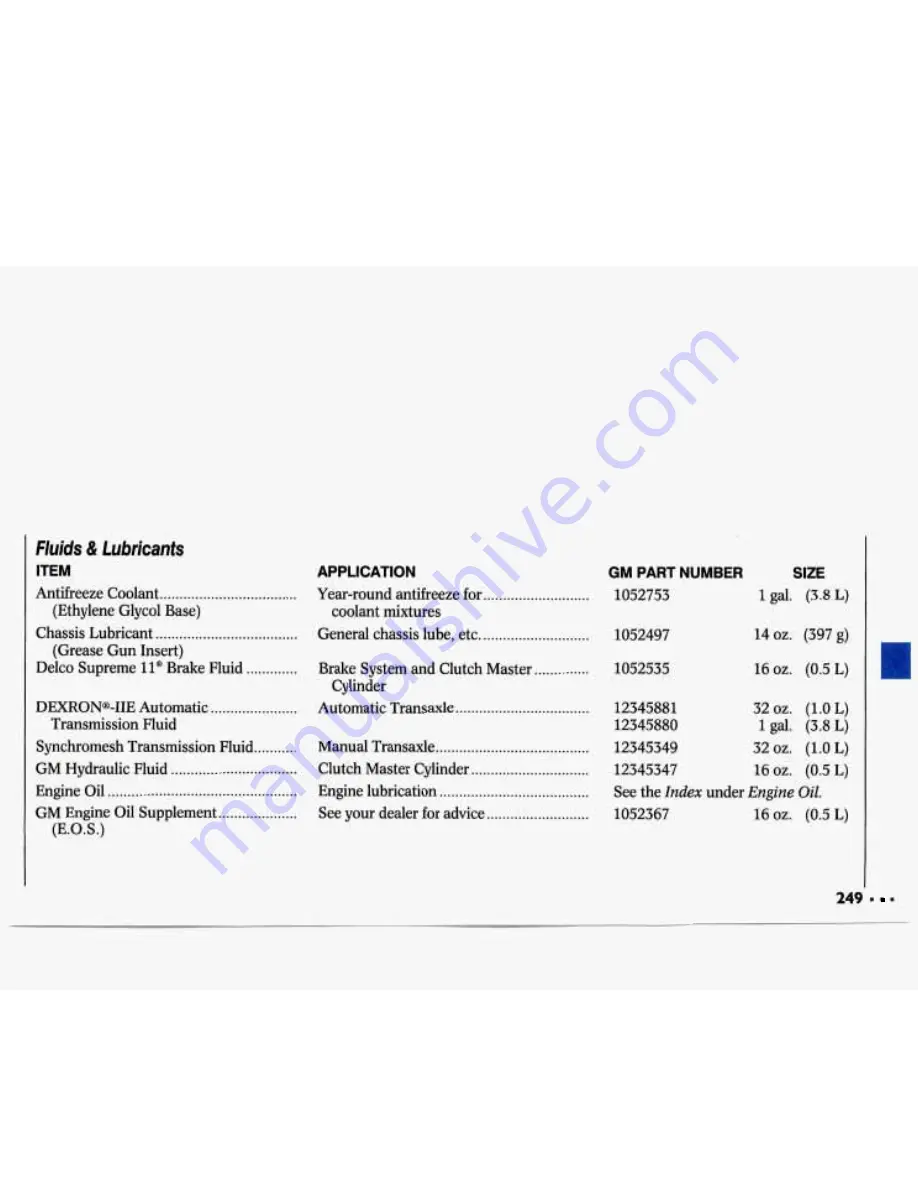 Chevrolet 1993 Lumina Owner'S Manual Download Page 251