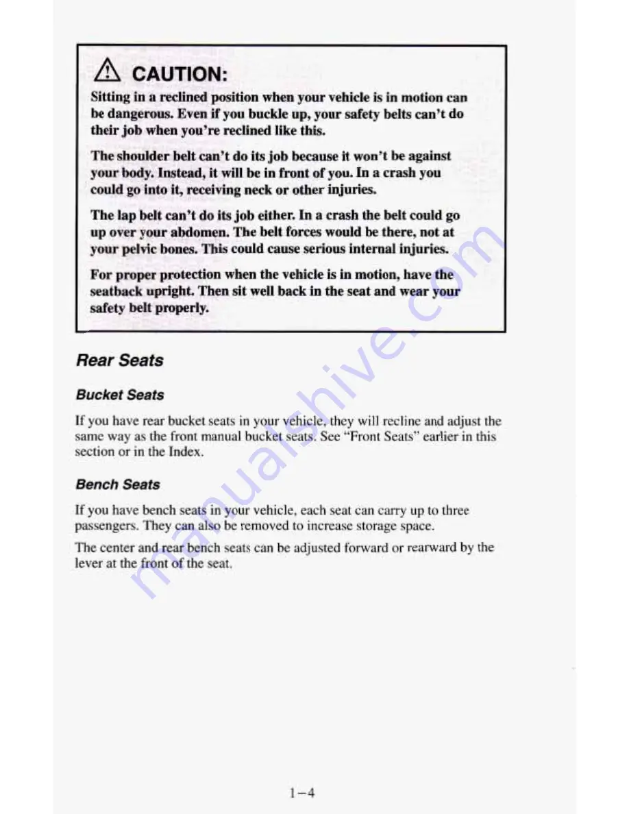 Chevrolet 1995 Astro Cargo Owner'S Manual Download Page 16