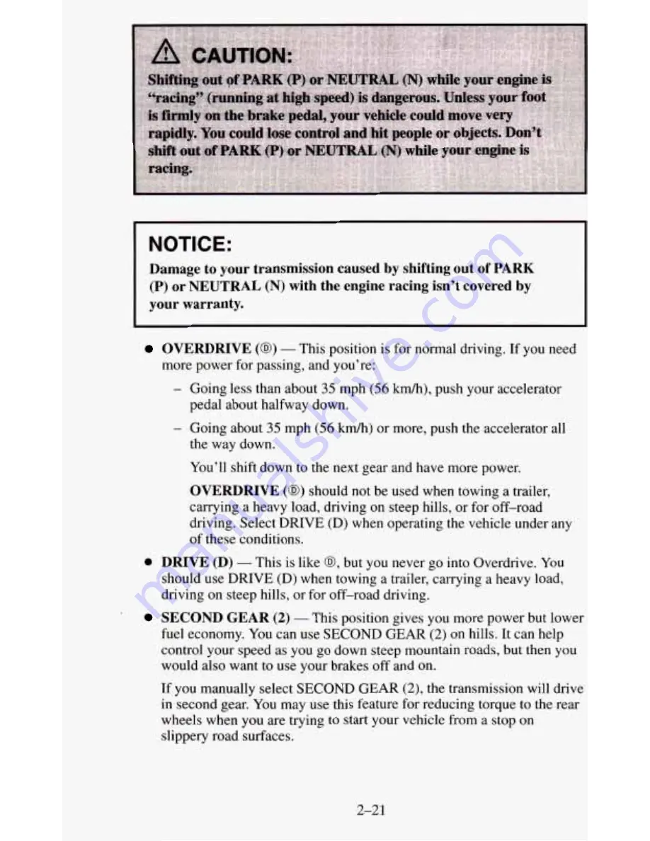 Chevrolet 1995 Blazer Owner'S Manual Download Page 73