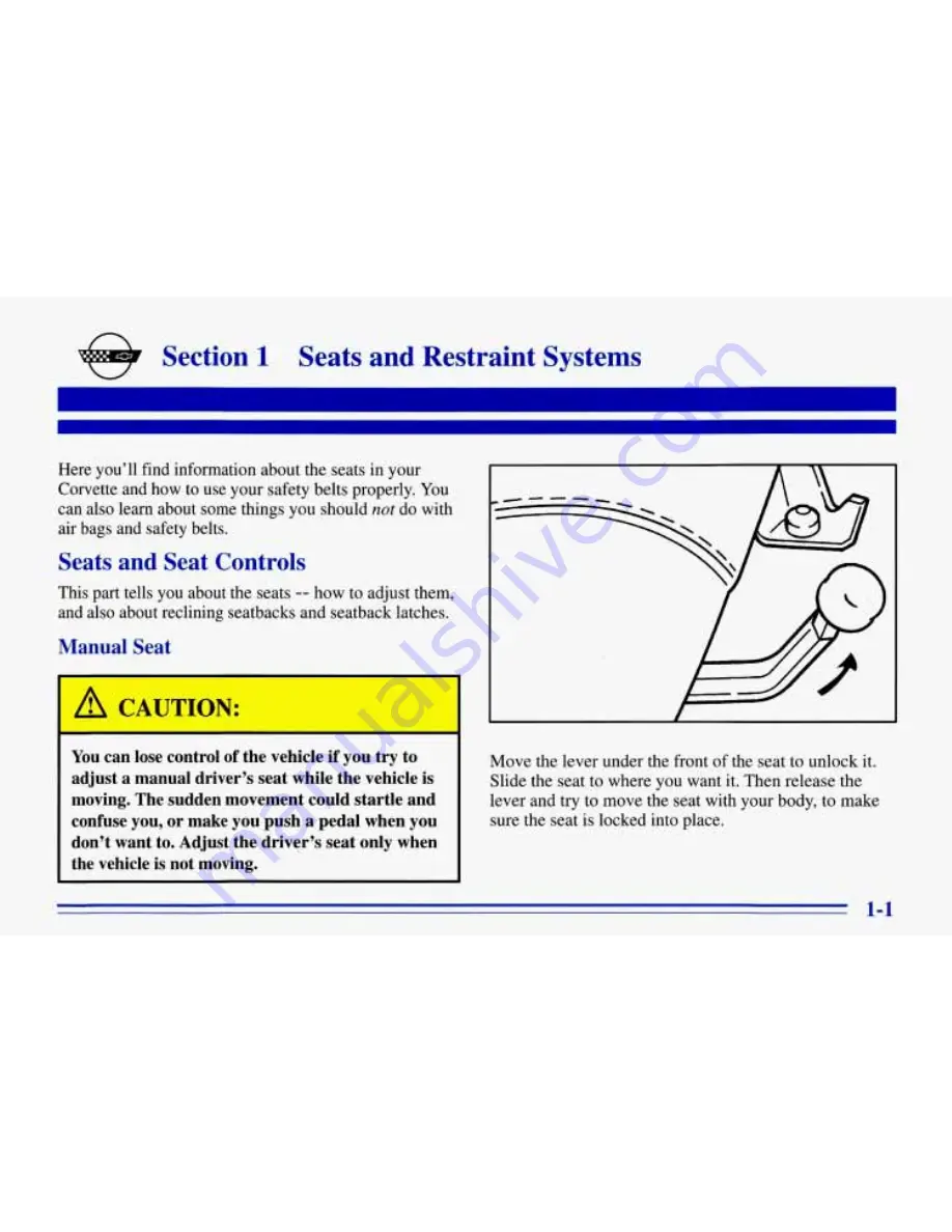 Chevrolet 1996 Corvette Owner'S Manual Download Page 12