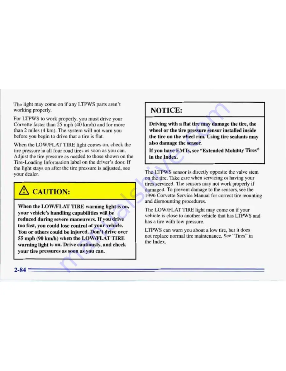 Chevrolet 1996 Corvette Owner'S Manual Download Page 127