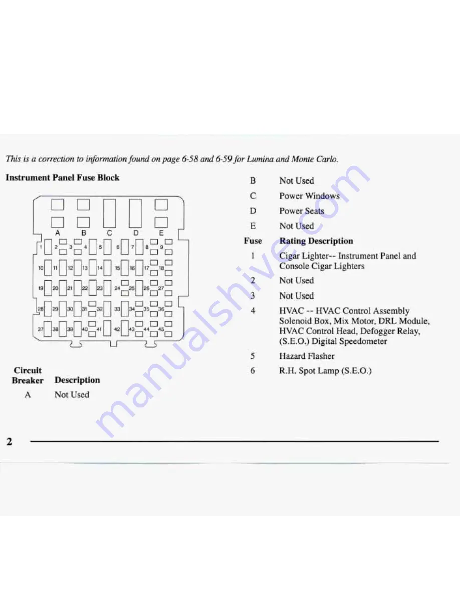 Chevrolet 1997 Monte Carlo Owner'S Manual Download Page 11