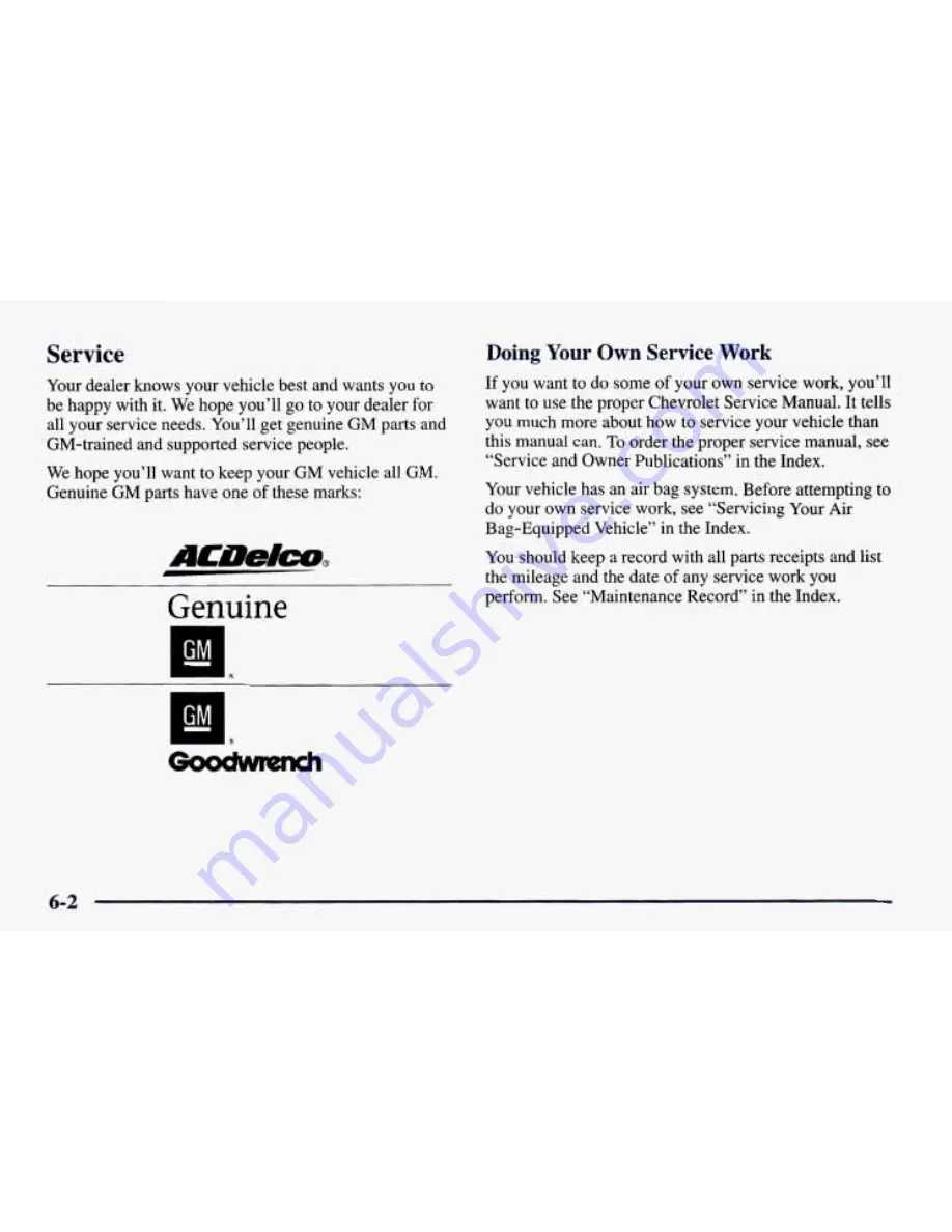 Chevrolet 1998 Camaro Owner'S Manual Download Page 260