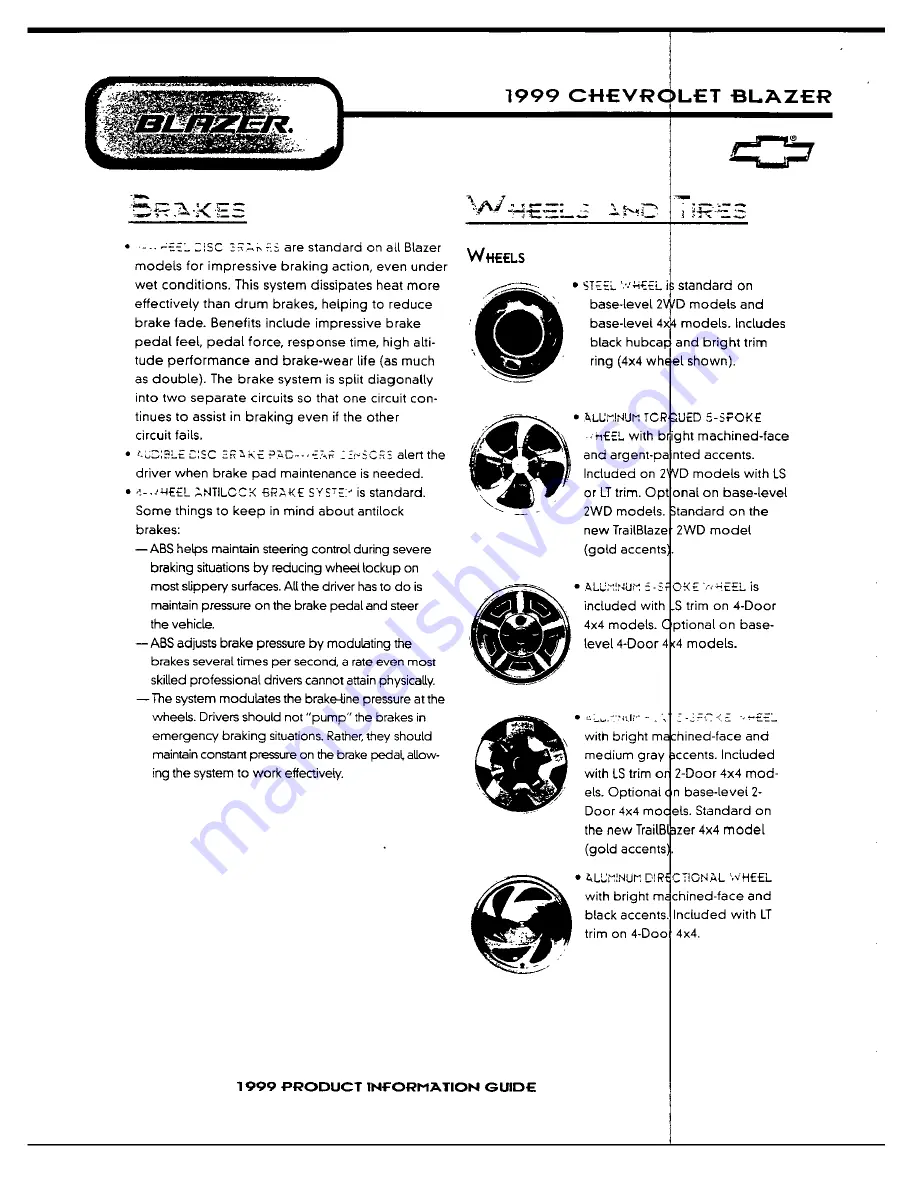 Chevrolet 1999 Blazer Скачать руководство пользователя страница 16