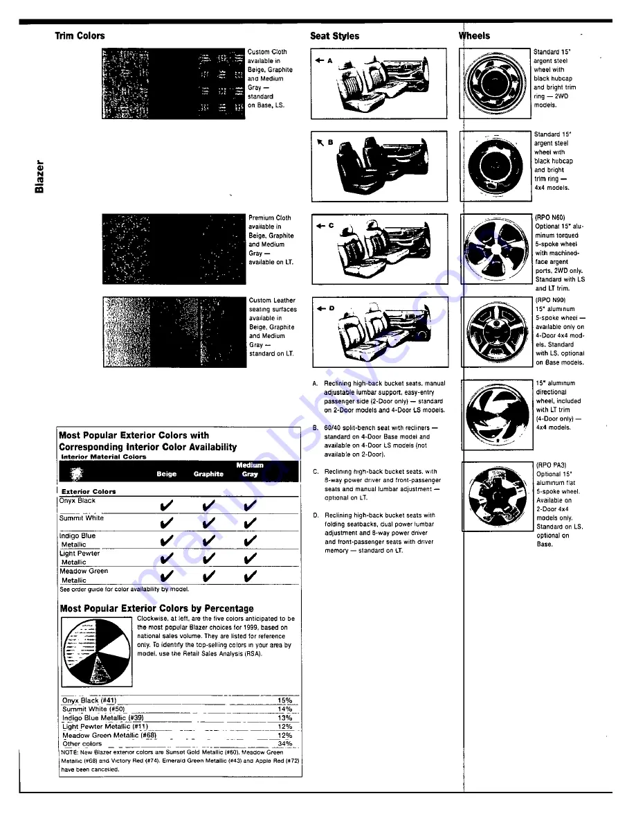 Chevrolet 1999 Blazer Product Information Manual Download Page 26