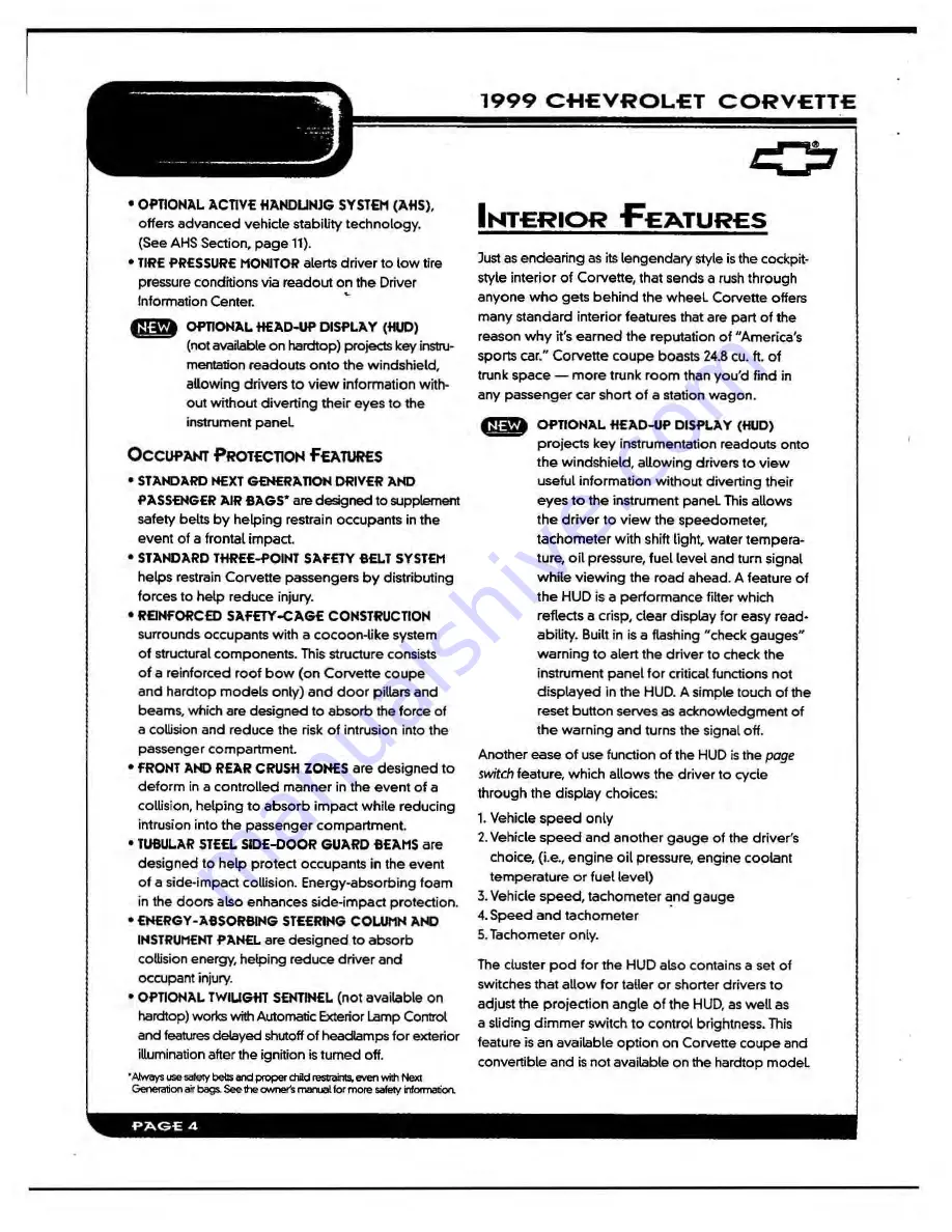 Chevrolet 1999 Corvette Скачать руководство пользователя страница 23