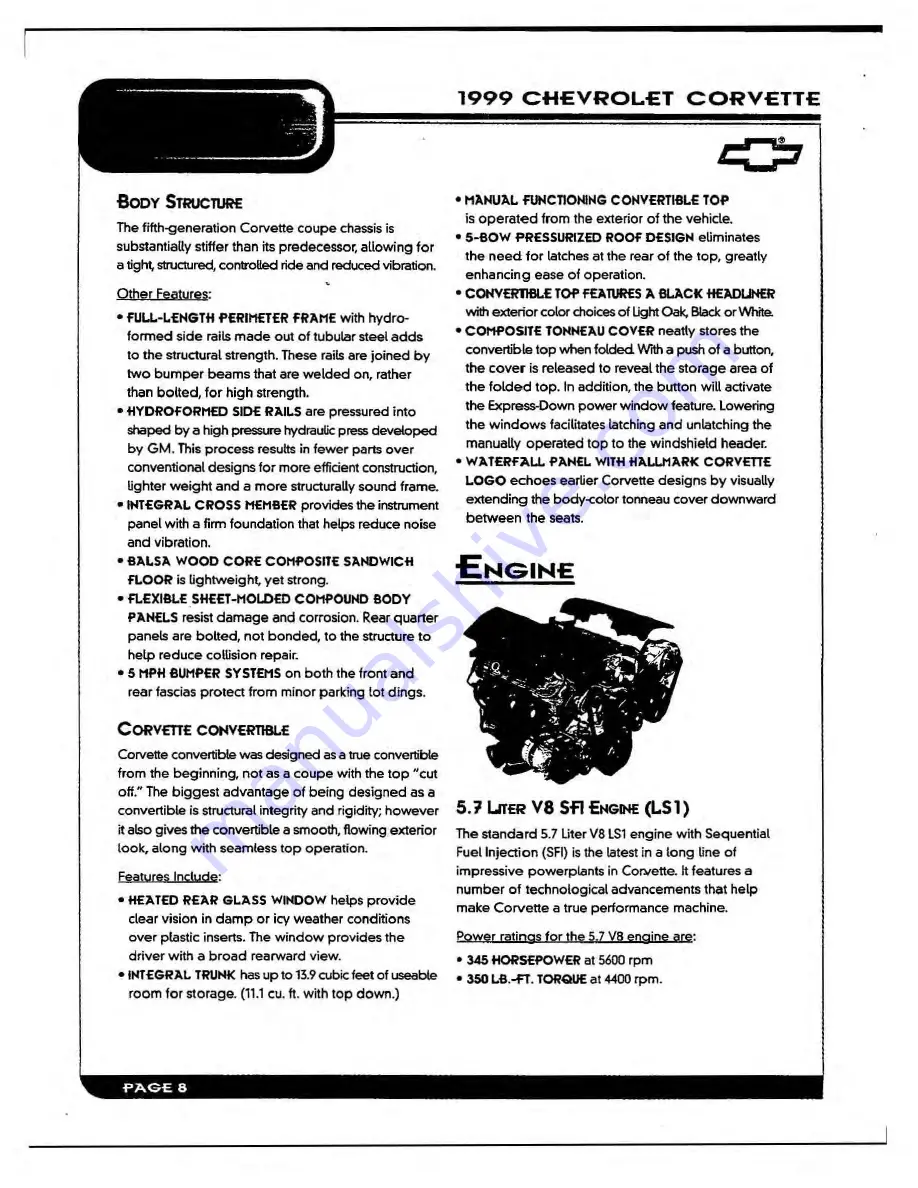 Chevrolet 1999 Corvette Product Manual Download Page 27