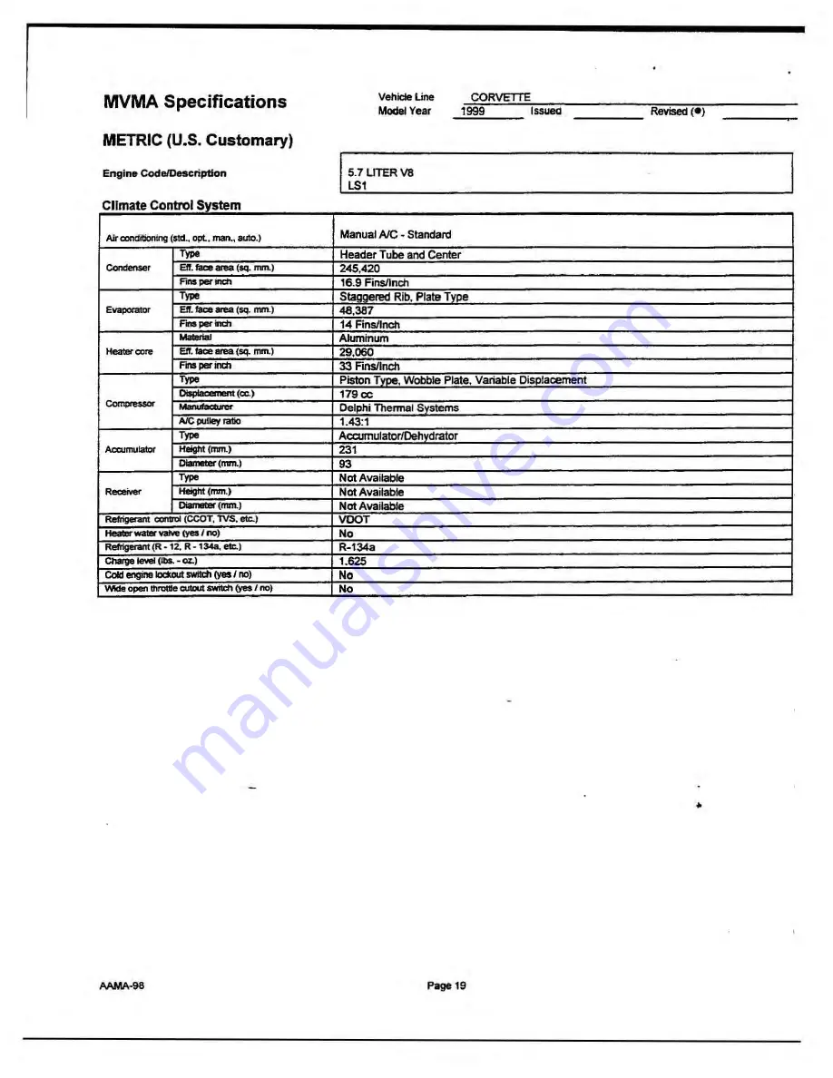 Chevrolet 1999 Corvette Product Manual Download Page 64