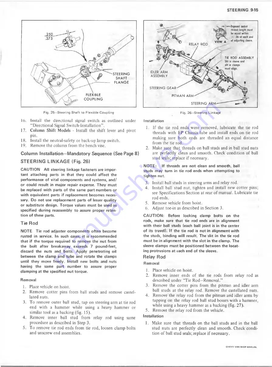 Chevrolet BEAUVILLE SPORTVAN G10 SERIES Service Manual Download Page 281