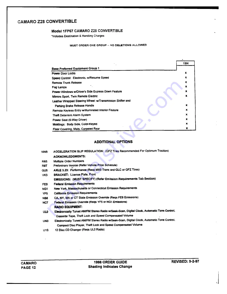 Chevrolet Camaro Coupe Manual Download Page 22