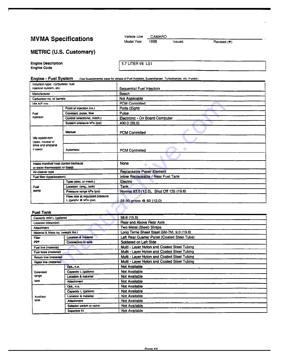 Chevrolet Camaro Coupe Manual Download Page 46