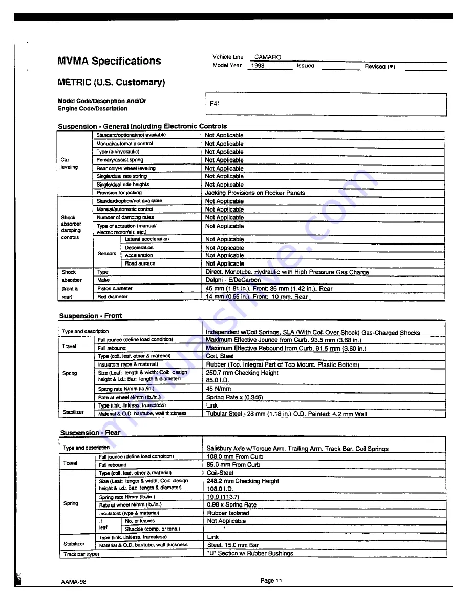 Chevrolet Camaro Coupe Manual Download Page 51