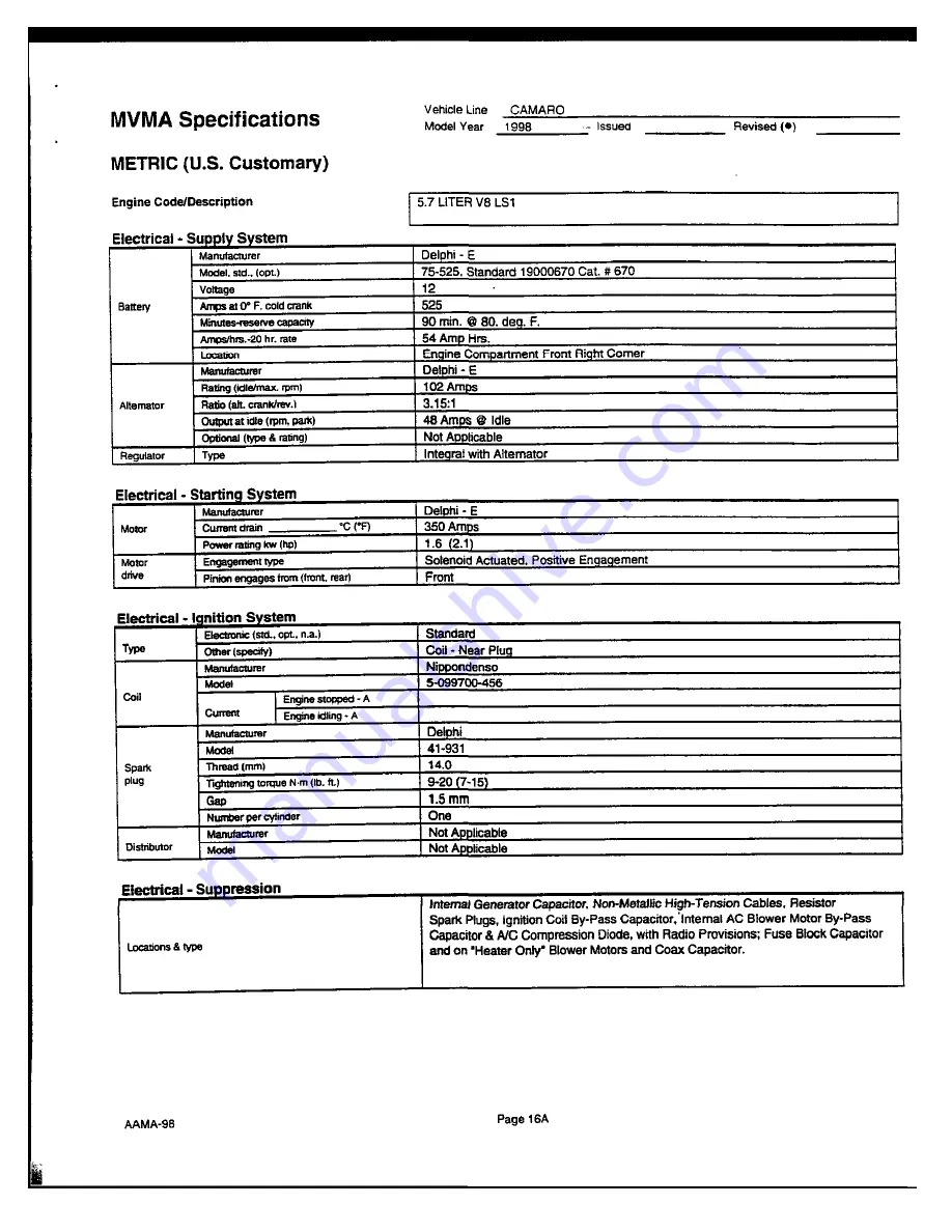 Chevrolet Camaro Coupe Manual Download Page 61