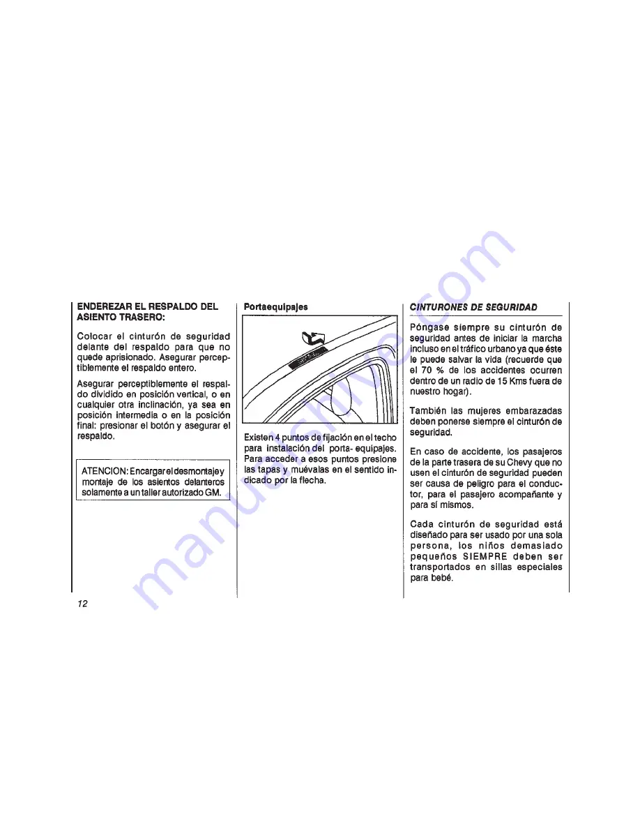 Chevrolet CHEVY-2001 (Spanish) Manual Del Propietario Download Page 12