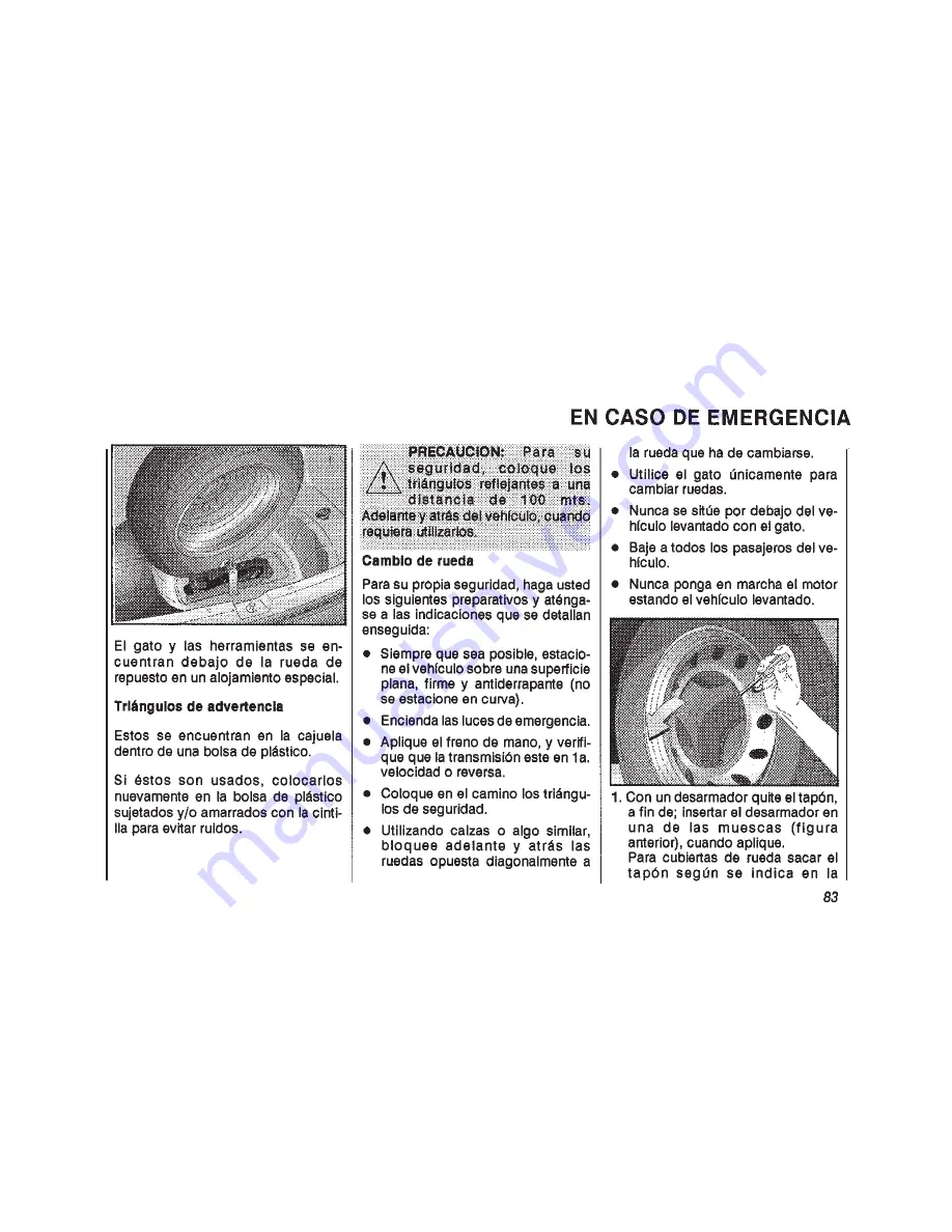 Chevrolet CHEVY-2001 (Spanish) Manual Del Propietario Download Page 83