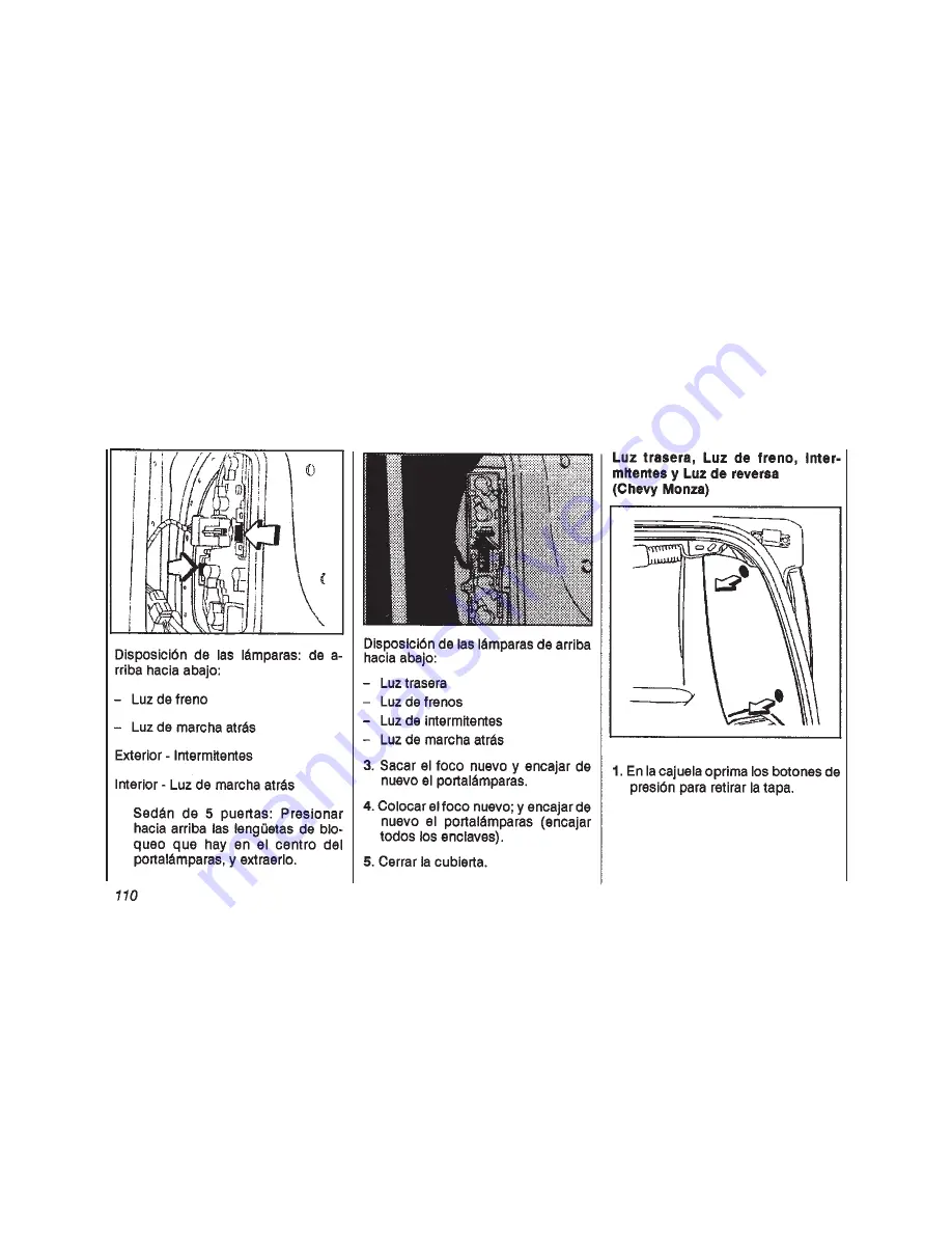 Chevrolet CHEVY-2001 (Spanish) Manual Del Propietario Download Page 110