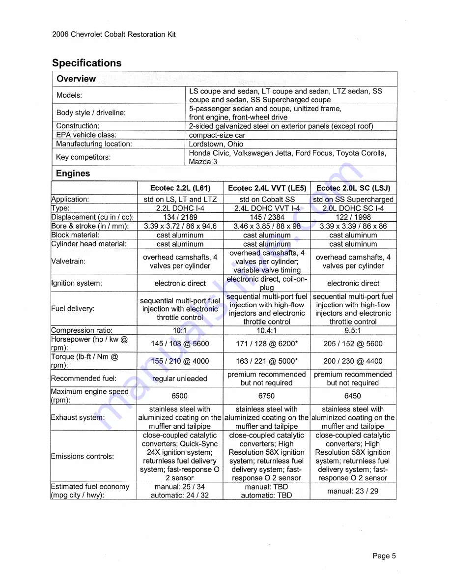 Chevrolet Cobalt 2006 Series Скачать руководство пользователя страница 15