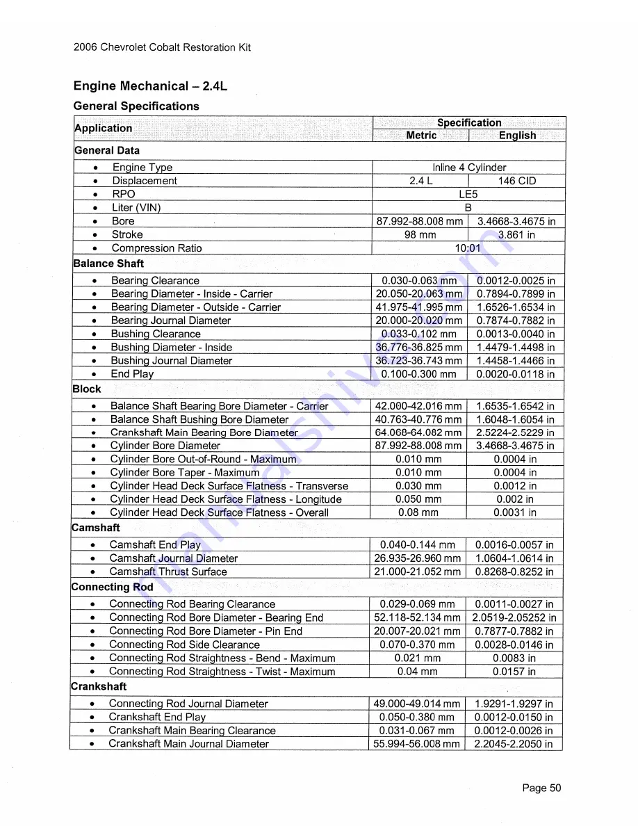 Chevrolet Cobalt 2006 Series Owner'S Manual Download Page 60