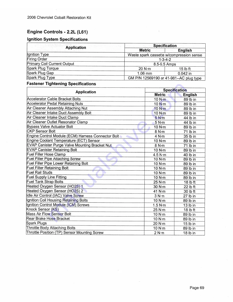 Chevrolet Cobalt 2006 Series Owner'S Manual Download Page 79