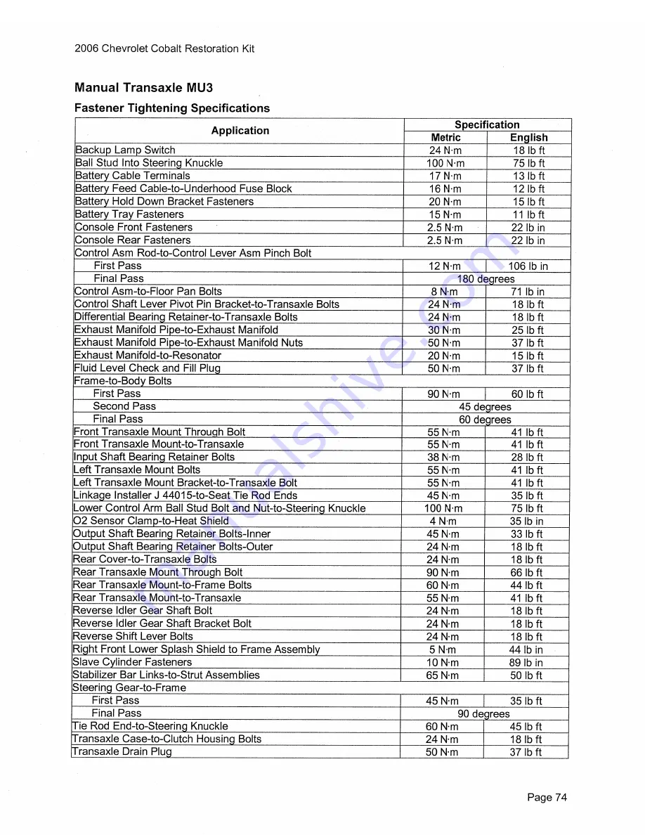 Chevrolet Cobalt 2006 Series Owner'S Manual Download Page 84