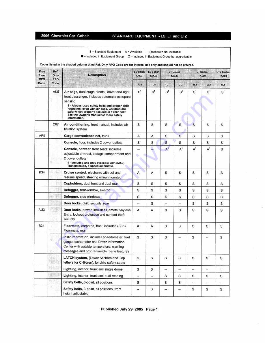 Chevrolet Cobalt 2006 Series Owner'S Manual Download Page 113