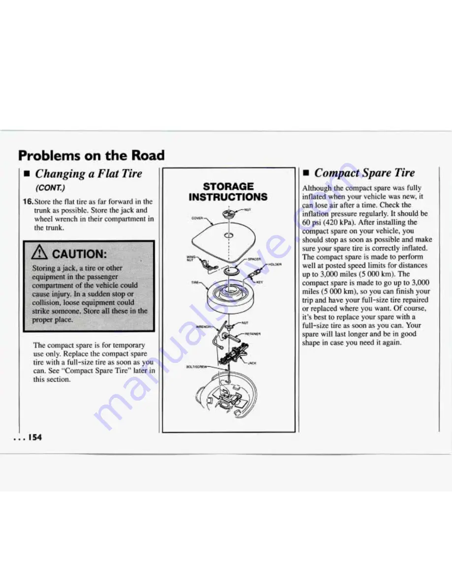 Chevrolet LUMINA 1994 Owner'S Manual Download Page 156