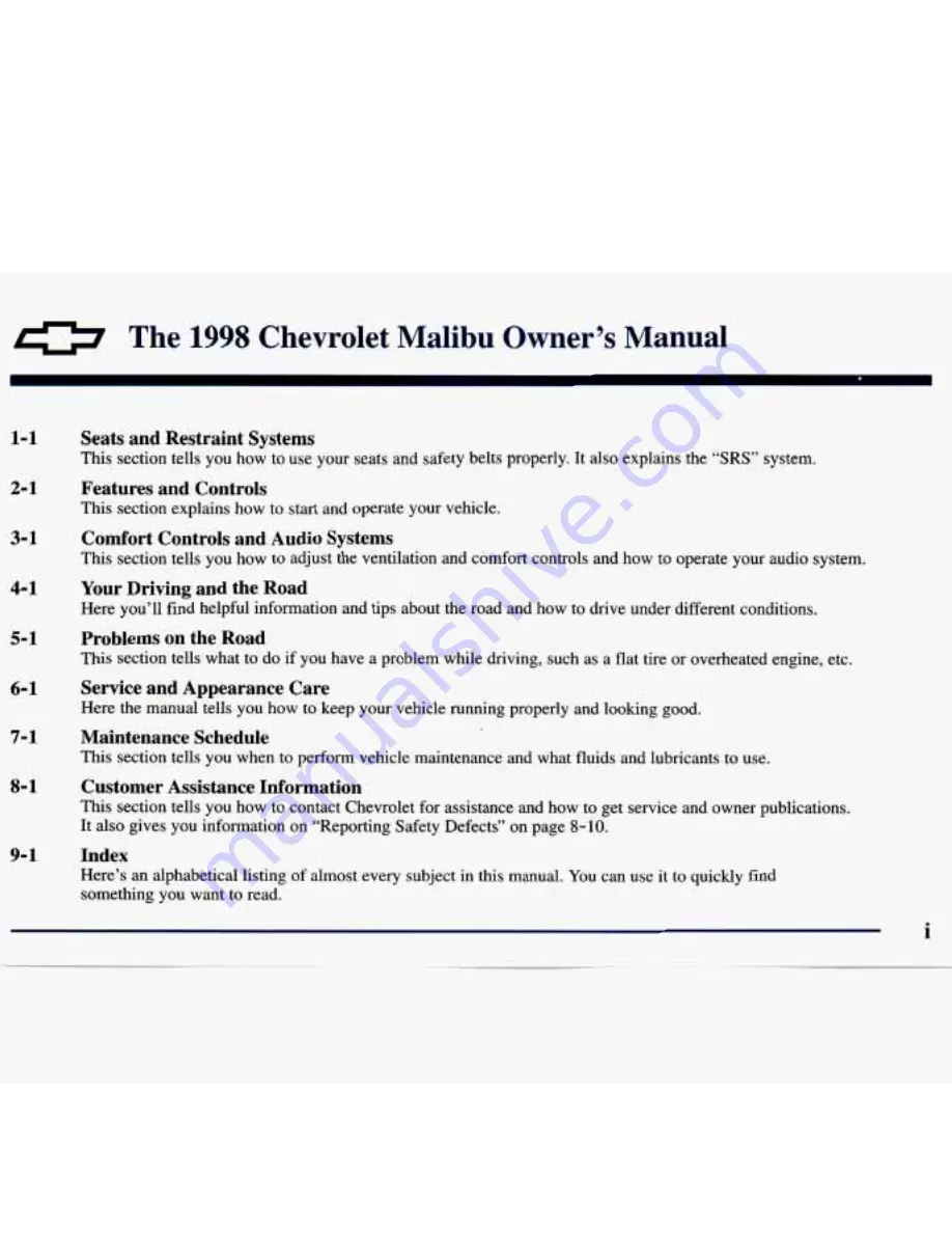 Chevrolet MALIBU 1998 Manual Download Page 6