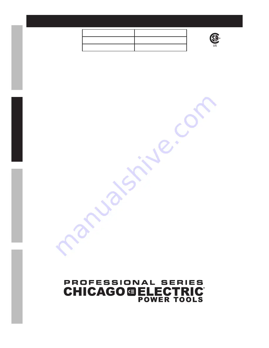 Chicago Electric 69820 Owner'S Manual & Safety Instructions Download Page 8