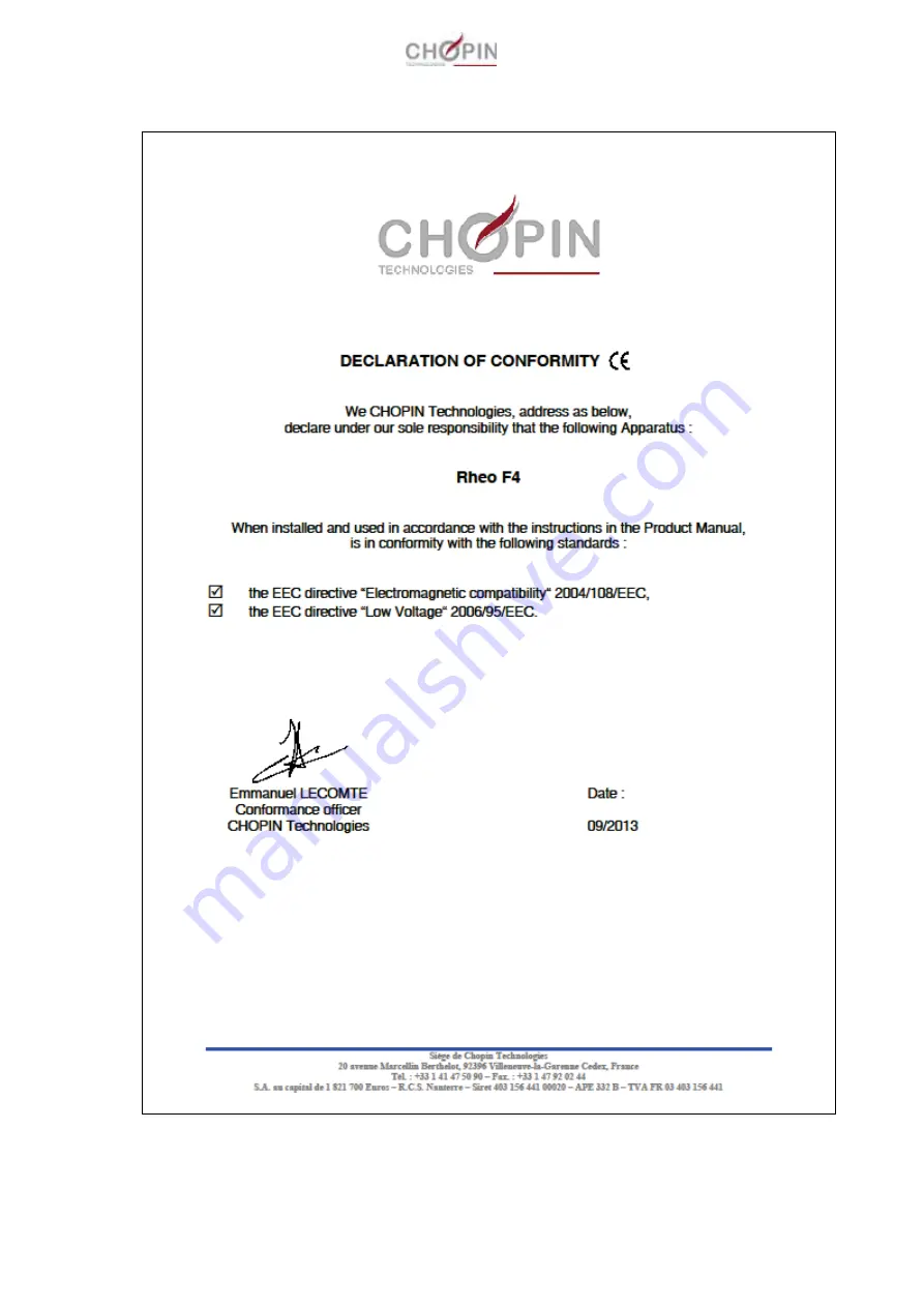 Chopin RHEO F4 User Manual Download Page 5