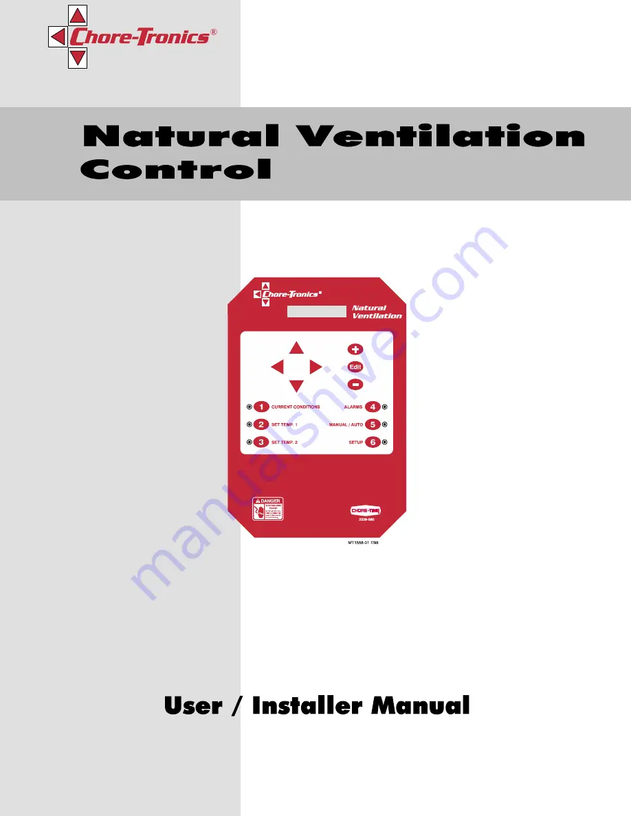 Chore-Time Chore-Tronics Natural Ventilation User& Installer'S Manual Download Page 1