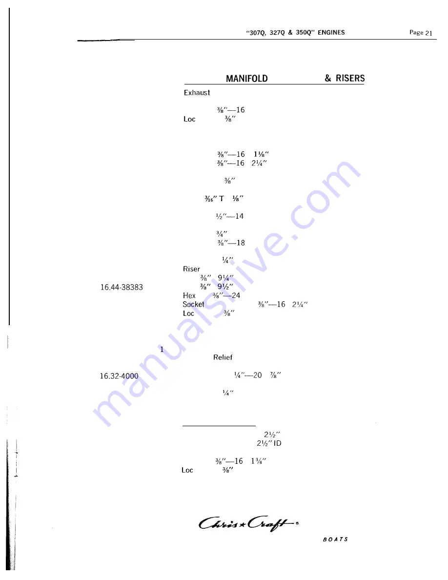 Chris-Craft 307-Q Manual Download Page 24