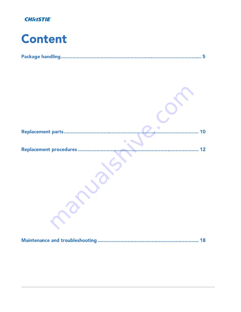 Christie FHD554-XZ-H Service Manual Download Page 3