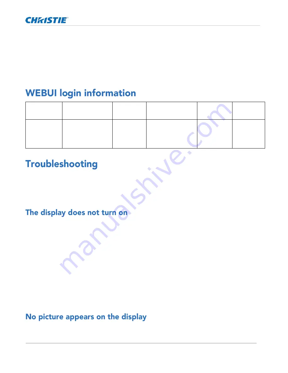 Christie FHD554-XZ-H Service Manual Download Page 19