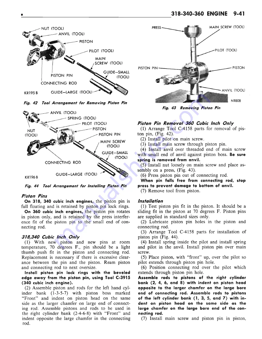 Chrysler CHRYSLER New Yorker 1972 Chassis Service Manual Download Page 461