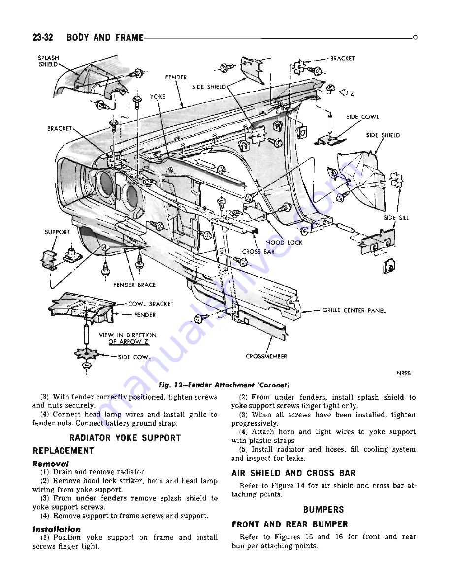 Chrysler Dodge Coronet 1969 Series Service Manual Download Page 684