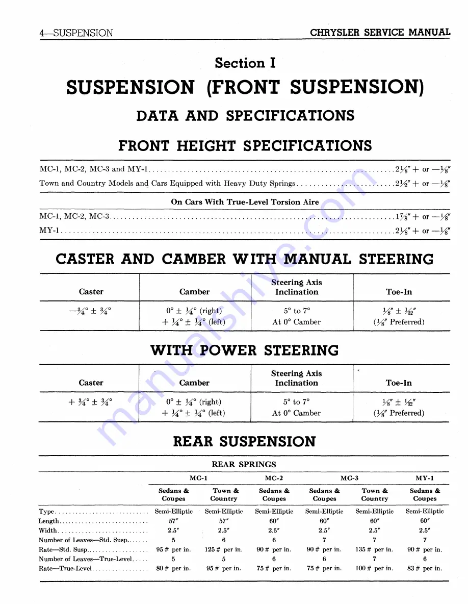 Chrysler Imperial 1959 Service Manual Supplement Download Page 6