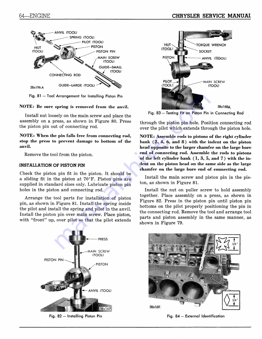 Chrysler Imperial 1959 Service Manual Supplement Download Page 68