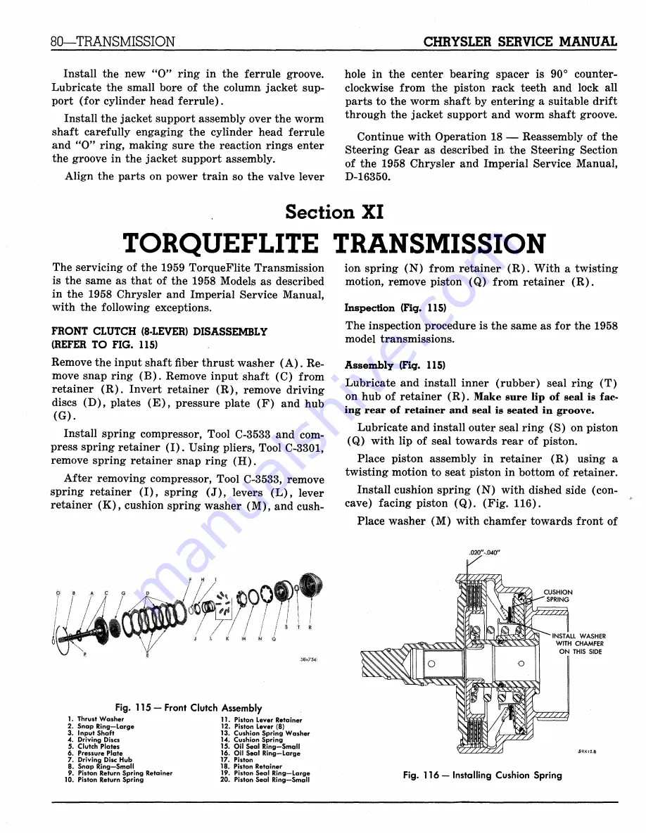 Chrysler Imperial 1959 Service Manual Supplement Download Page 117