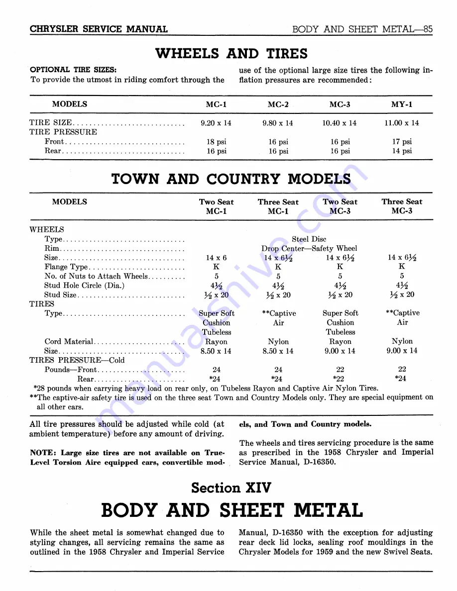 Chrysler Imperial 1959 Service Manual Supplement Download Page 125